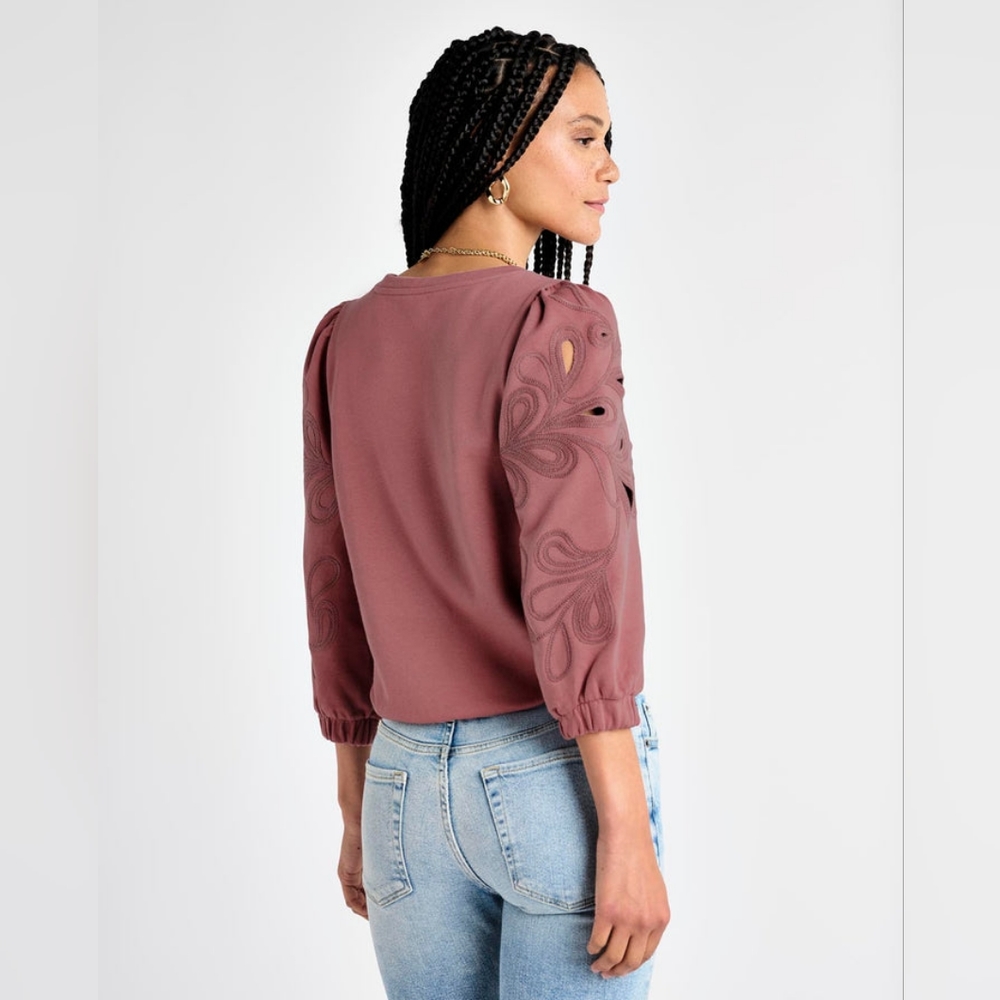 Splendid Serena Embroidered Sweatshirt Size S